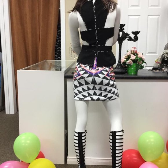 Mango ,Black Gladiator Lace Knee high heel size 8 - Picture 3 of 5